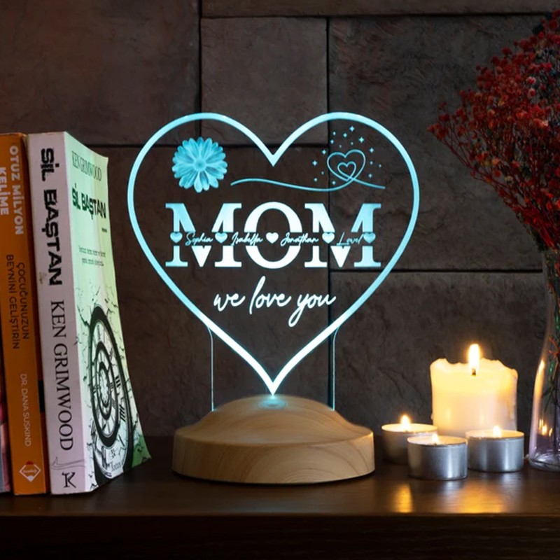 Personalized Made 3D Lamp with 1-15 Kids Names Gift Ideas for Christmas Mother's Day