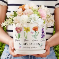 BEST SELLER❗❗Personalized Grandma's Garden Outdoor Flower Pot With Grandkids Name and Birth Flower For Mother's Day