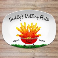 Handprint Custom Grilling Plate Personalized Platter for Father's Day