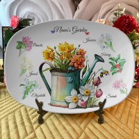 Personalized Grandma/Nana's Garden Plate Birth Month Flower Platter With Grandchildren Names Mother's Day Gift For Grandma