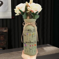 First Mom Now Grandma Custom Birth Flower Vase With Kids Name For Mother's Day