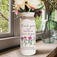 Personalized Grandma's Garden Outdoor Flower Vase With Grandkids Name and Birth Flower For Mother's Day