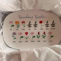 Grandma's Garden Birth Month Flower Family Personalized Platter With Names For Mother's Day