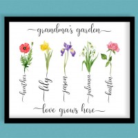 Birth Month Flower Family Personalized Home Decor With Names For Mother's Day