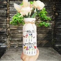 First Mom Now Grandma Custom Birth Flower Vase With Kids Name For Mother's Day