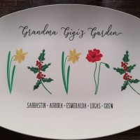 Gigi's Garden Birth Month Flower Family Personalized Platter With Names For Mother's Day