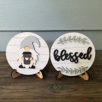 Coffee and Blessed Mini Round Shiplap Signs Farmhouse Tier Tray Home Decor Set of 2