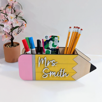 Personalized Pencil Holder Desk Organizer For Teacher's Gift