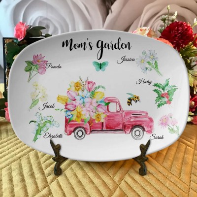 Personalized Grandma's/Nana's Garden Plate Birth Month Flower Platter With Grandchildren Names Mother's Day Gift For Grandma